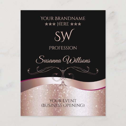 Luxuriöse Wavy Rose Gold Decoder Black Monogram Fl Flyer (Vorne)