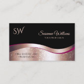 Luxuriöse Wavy Rose Gold Decoder Black Monogram Fo Visitenkarte (Vorderseite)