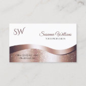 Luxuriöse Wavy Rose Gold Decoder Weißes Monogramm Visitenkarte (Vorderseite)