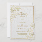 Luxuriöse weiße goldene französische Blumenspitze  Einladung (Vorderseite)