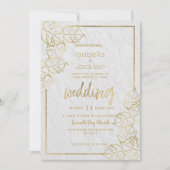 Luxuriöse, weiße goldfarbene französische Blumensp Einladung (Vorderseite)