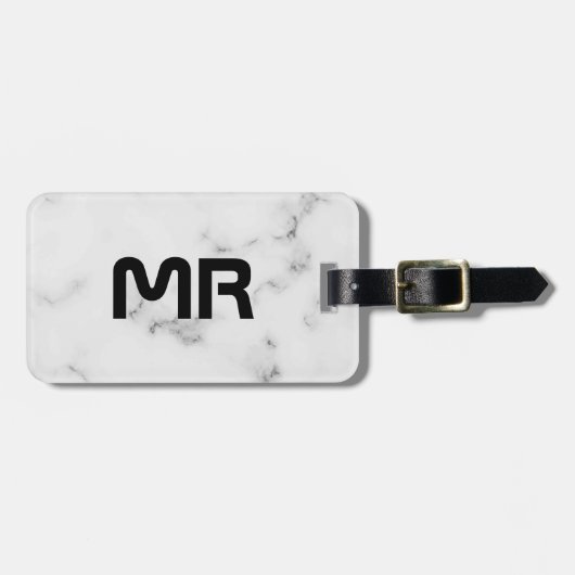 Luxuriöse, weiße Marmorstruktur Gepäckanhänger (Vorderseite horizontal)