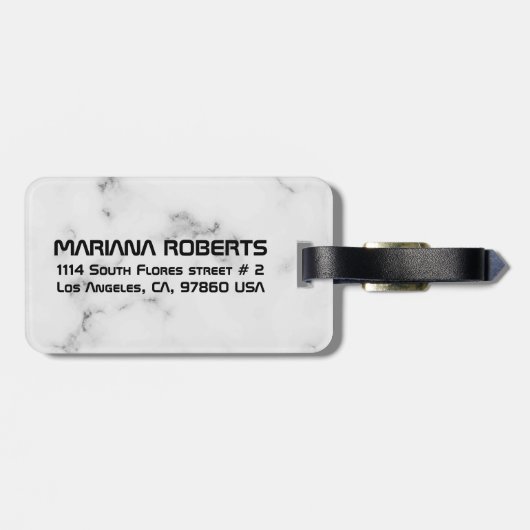 Luxuriöse, weiße Marmorstruktur Gepäckanhänger (Rückseite horizontal)