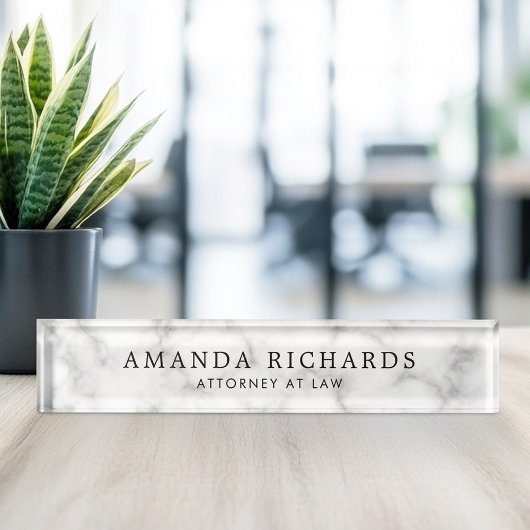 Luxuriöse, weiße Marmorstruktur Namensplakette