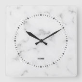 Luxuriöse, weiße Marmorstruktur Quadratische Wanduhr (Vorderseite)