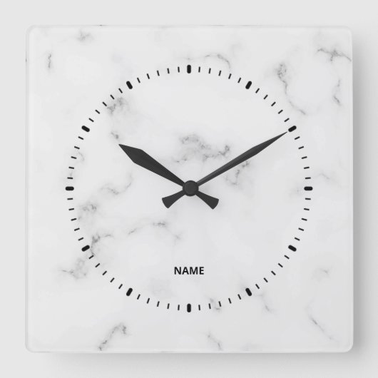 Luxuriöse, weiße Marmorstruktur Quadratische Wanduhr (Vorderseite)