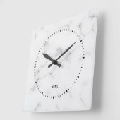 Luxuriöse, weiße Marmorstruktur Quadratische Wanduhr (Winkel)
