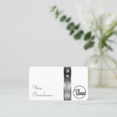 Luxuriöse weiße und silberne Dekoration - Logo Visitenkarte (Stehend Vorderseite)