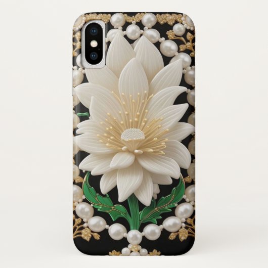 Luxuriöse White Blume Case-Mate iPhone Hülle (Rückseite)