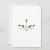 Luxuriöse White Blume Gold Cross Frame Taufe Einladung (Rückseite)