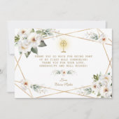 Luxuriöse White Blume Gold Erste Heilige Kommune Dankeskarte (Vorderseite)