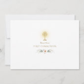 Luxuriöse White Blume Gold Erste Heilige Kommune Dankeskarte (Rückseite)