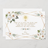 Luxuriöse White Blume Gold Erste Heilige Kommune Dankeskarte (Vorne/Hinten)
