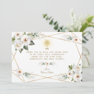 Luxuriöse White Blume Gold Erste Heilige Kommune Dankeskarte