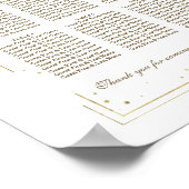 Luxuriöse White Blume Gold Taufe Seating Chart Poster (Ecke)