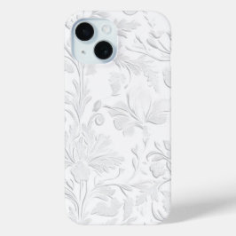 Luxuriöse White Floral Embossed Phone Case