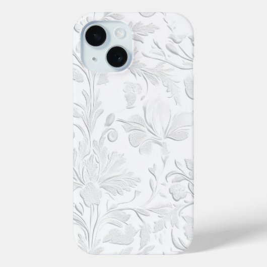 Luxuriöse White Floral Embossed Phone Case (Rückseite)