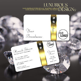 Luxuriöse White Gold Dekorative Diamanten und Logo Visitenkarte