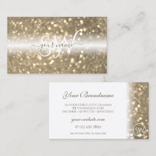Luxuriöse White Gold Sparkling Glitzer Initials Visitenkarte