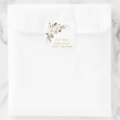 Luxuriöse White Magnolia Pink Floral Baby Dusche Quadratischer Aufkleber (Tasche)