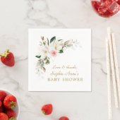 Luxuriöse White Magnolia Pink Floral Baby Dusche Serviette (Beispiel)