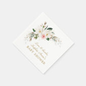 Luxuriöse White Magnolia Pink Floral Baby Dusche Serviette (Ecke)