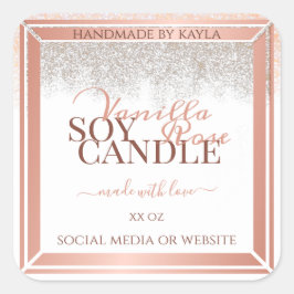 Luxuriöse White Product Packaging Labels Rose Gold Quadratischer Aufkleber