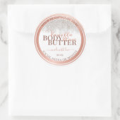 Luxuriöse White Product Packaging Labels Rose Gold Runder Aufkleber (Tasche)