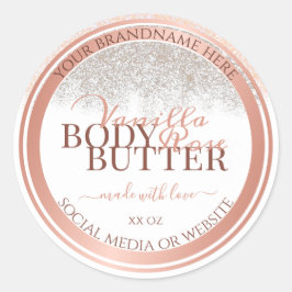 Luxuriöse White Product Packaging Labels Rose Gold Runder Aufkleber