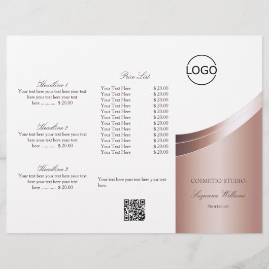 Luxuriöse White Rose Gold Dekoration mit Logo und  Flyer (Vorne)