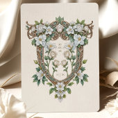 Luxuriöse White Roses Art Nouveau Hochzeit Einladung