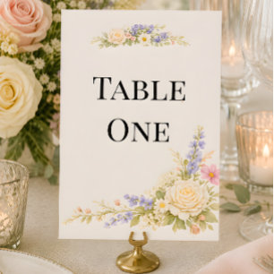 Luxuriöse Wildblumenwiese-Hochzeit-Tischnummer Einladung