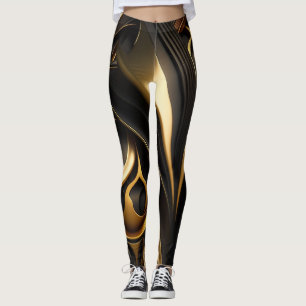 Luxuriöse Wirbel in Schwarz und Gold Leggings