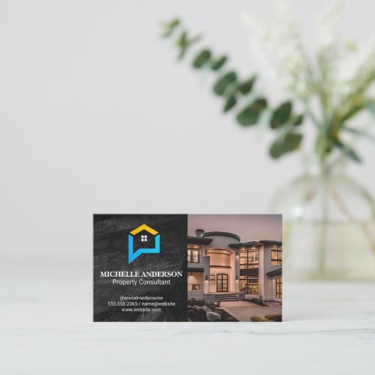 Luxuriöse Zuhause | Real-Anwesen-Logo Visitenkarte (Stehend Vorderseite)
