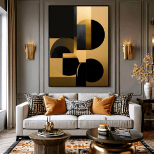 Luxuriöser abstrakter Gold Schwarz Poster