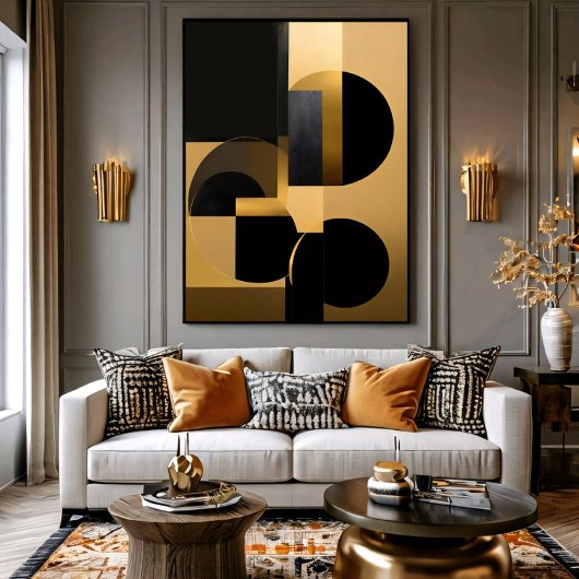 Luxuriöser abstrakter Gold Schwarz Poster