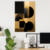 Luxuriöser abstrakter Gold Schwarz Poster (Heimbüro)