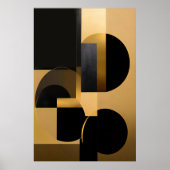 Luxuriöser abstrakter Gold Schwarz Poster (Vorne)