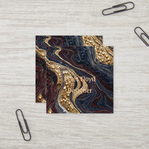 Luxuriöser Achat Geode Gold Schwarz Rot Quadratische Visitenkarte
