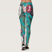 Luxuriöser, angesagter Sommergarten, trendig blau Leggings (Rückseite)