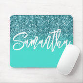Luxuriöser Aquamariner Glitzer Türkis Ombre Person Mousepad (Mit Mouse)