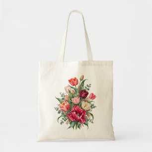 Luxuriöser Aquarell-Tulpen-Garten  Tragetasche