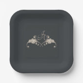 Luxuriöser barocker quadratischer Hochzeitspapiert Pappteller (Vorderseite)