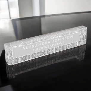 Luxuriöser Beruflicher Silberner Glitzer Moderne Namensplakette