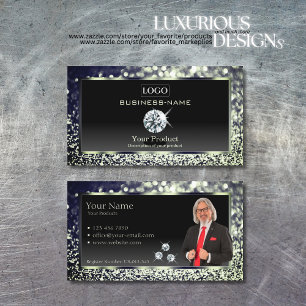 Luxuriöser Black Blue Glitzer mit Logo Diamonds Fo Visitenkarte