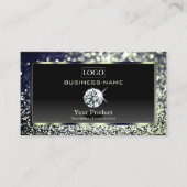 Luxuriöser Black Blue Glitzer mit Logo Diamonds Fo Visitenkarte (Vorderseite)