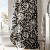 Luxuriöser Black Paisley Duschvorhang