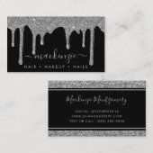 Luxuriöser Black Silver Sparkle Dripping Glitzer Visitenkarte (Vorne/Hinten)