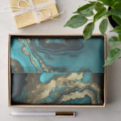 Luxuriöser Blaugrüner Achat Geode Goldmarmor Seidenpapier (Geschenk)