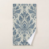 Luxuriöser Blue Damask auf Cream Background Badhandtuch Set (Handtuch)